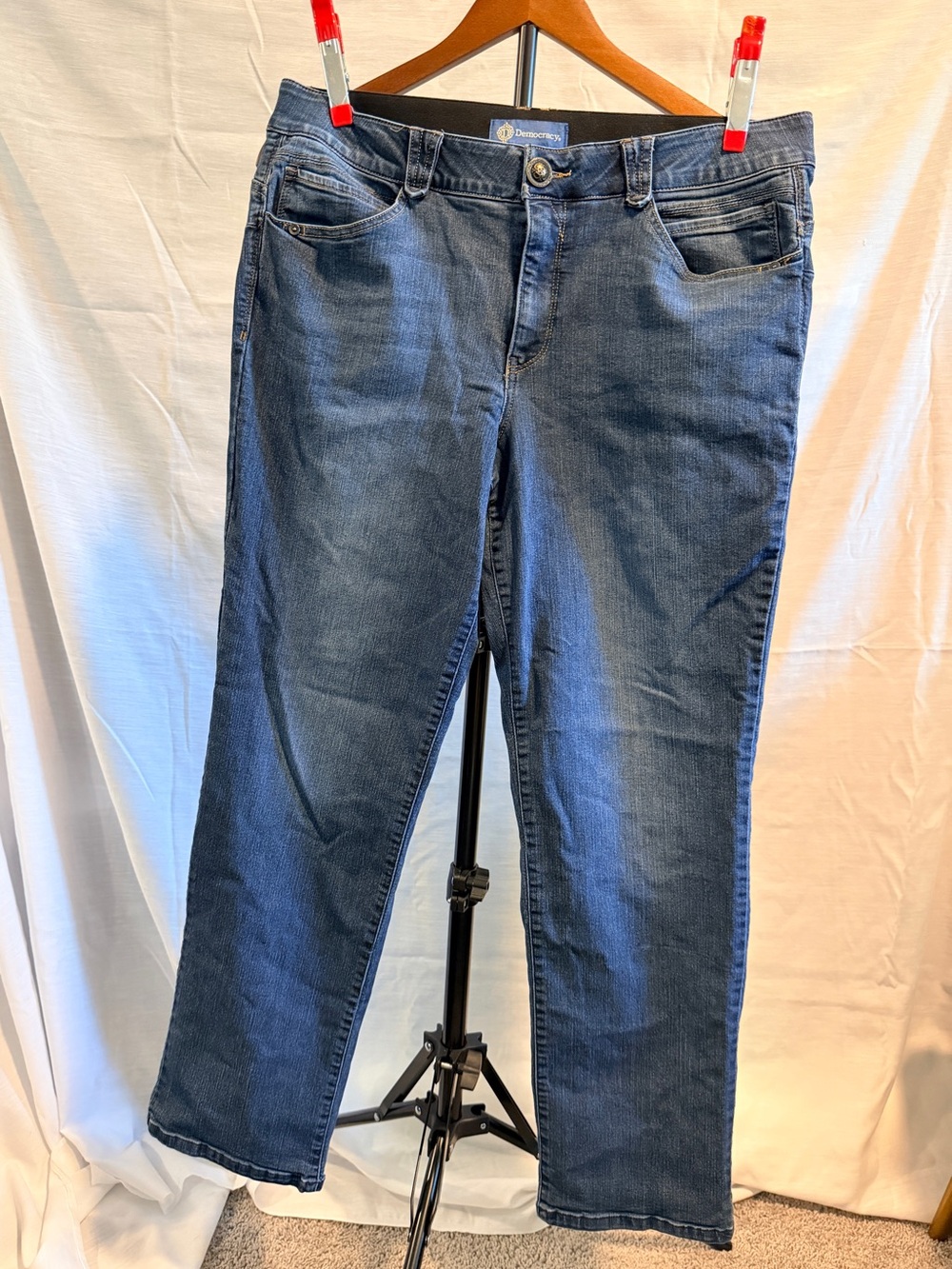 Democracy Ab-Solution Straight-Leg Women's Jeans in Dark Blue Size 14